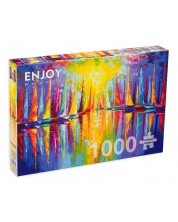 Пъзел Enjoy от 1000 части - Многоцветни лодки -1
